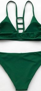 Fete Ready Solid Green Bikini